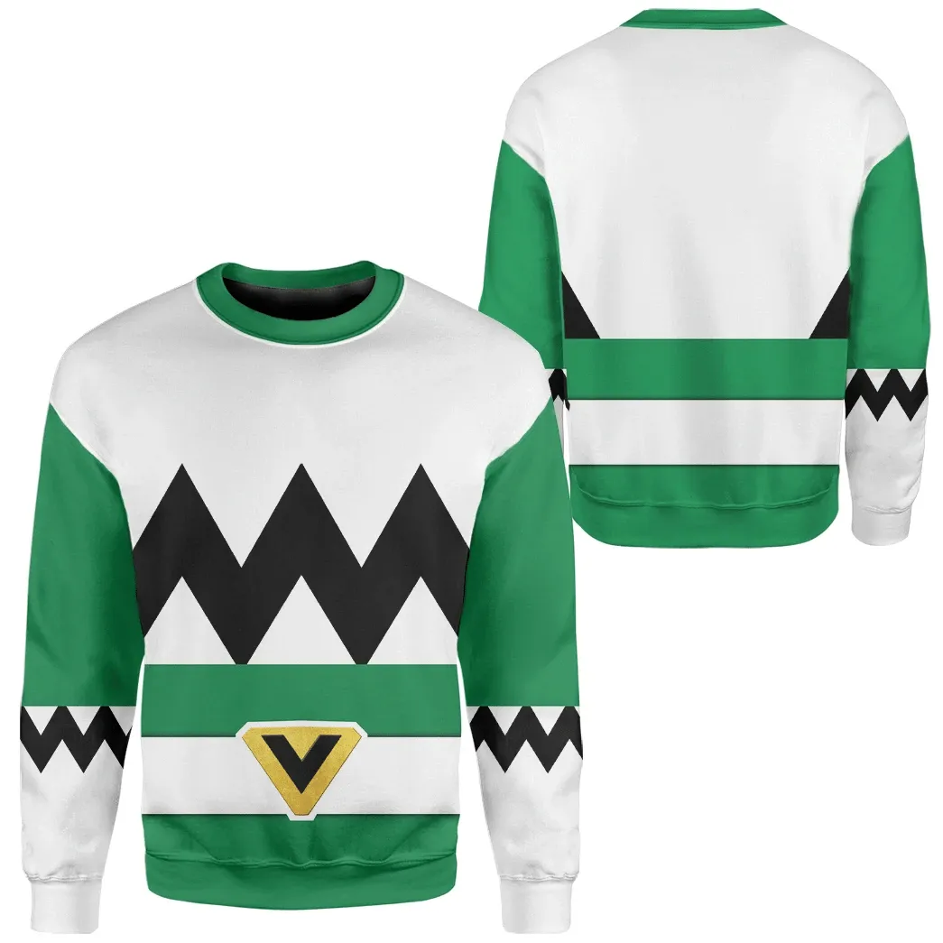 3D Green Power Rangers Lost Galaxy Custom Cosplay Costume Pullover Ugly Sweater