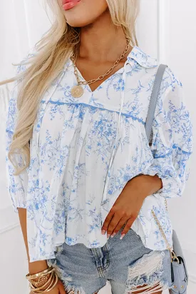 Amanda Blue Floral Top