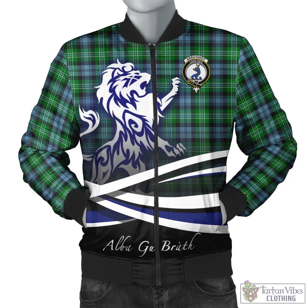 Arbuthnot Ancient Tartan Bomber Jacket with Alba Gu Brath Regal Lion Emblem