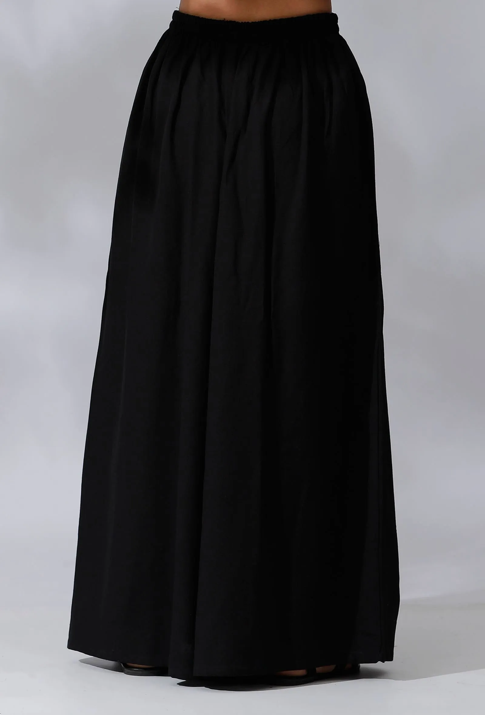 Black Flared Cotton Pants