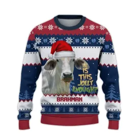 Brahman Jolly Ugly Christmas Sweater, Sweater Gifts For Pet Loves, Farmers Sweater