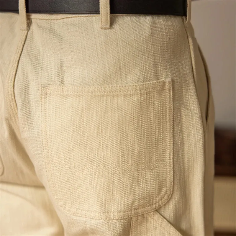 Cream-Colored Relaxed Straight Men's Painter's Pants