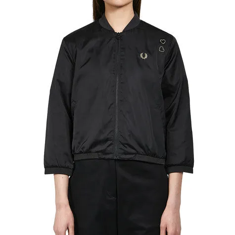 Fred Perry Amy Winehouse Satin Bomber Jacket (Black)