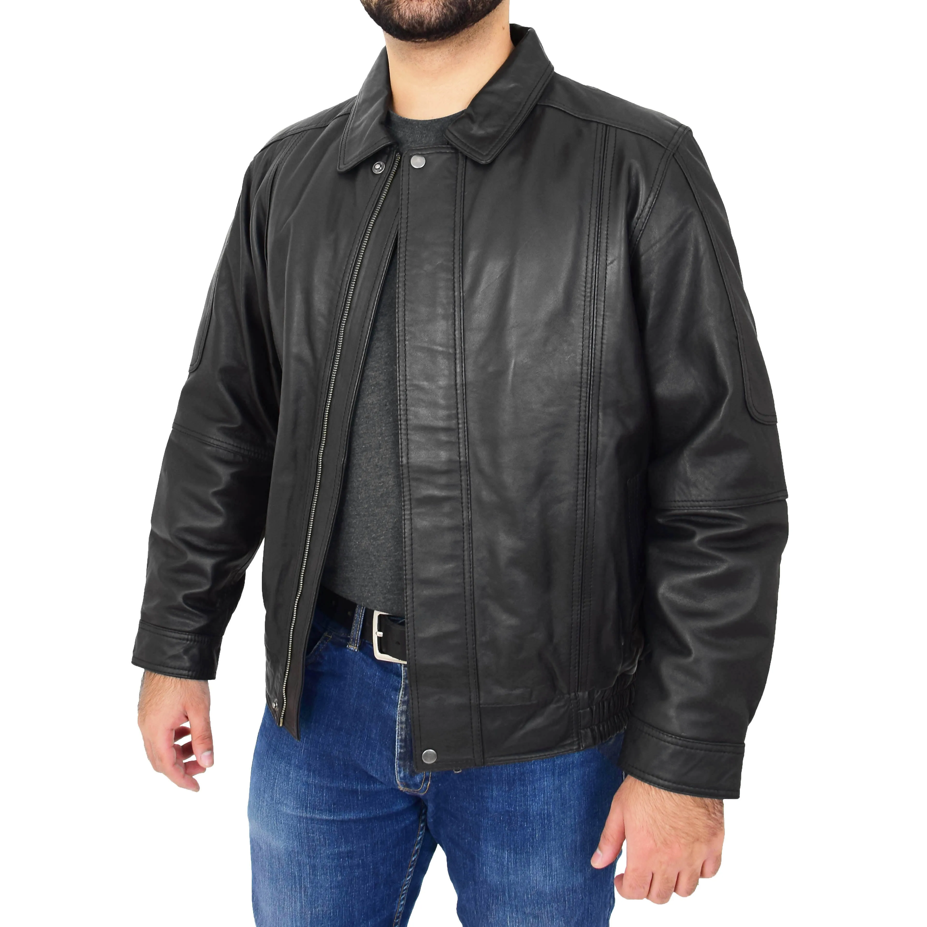 Gents Classic Blouson Leather Jacket Albert Black