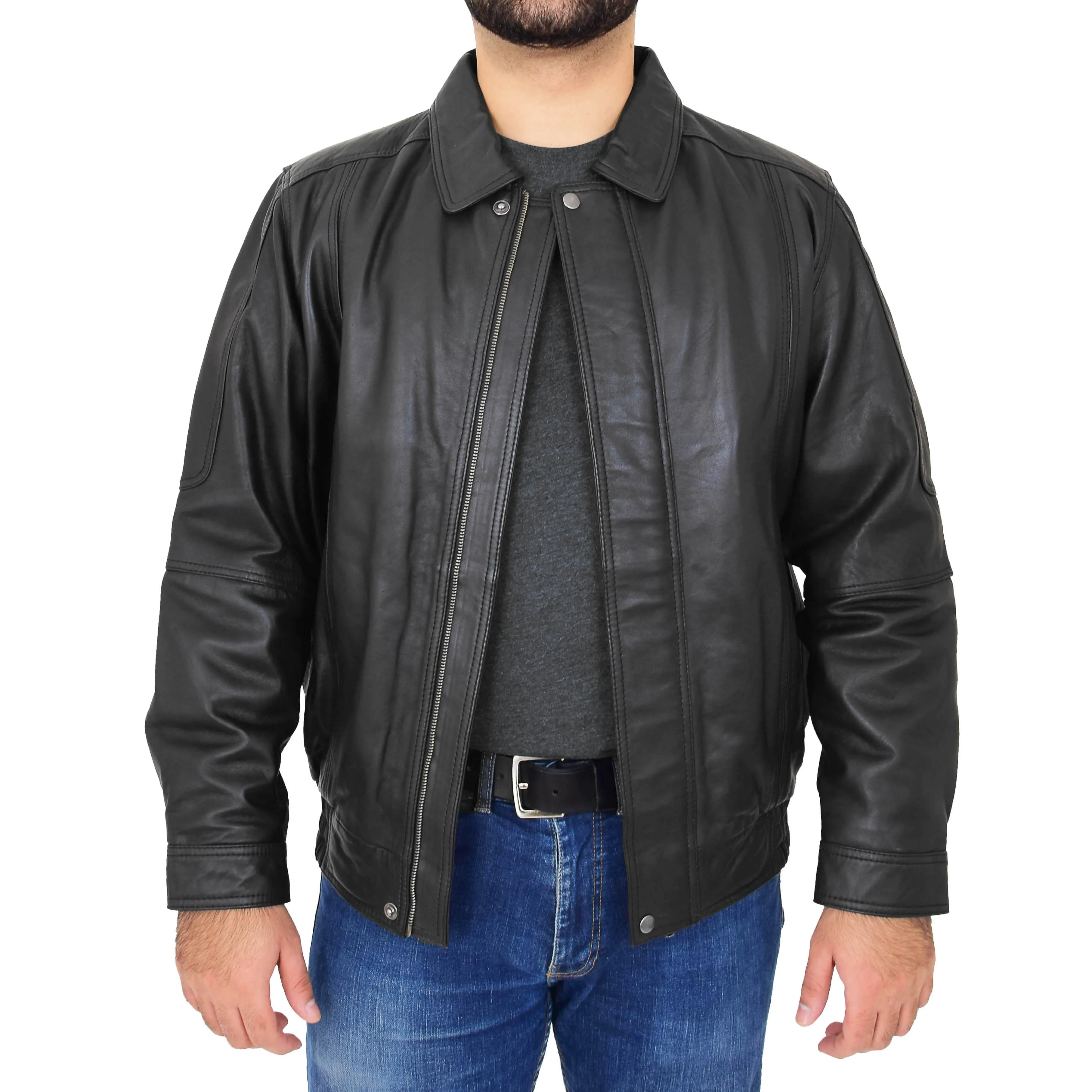 Gents Classic Blouson Leather Jacket Albert Black