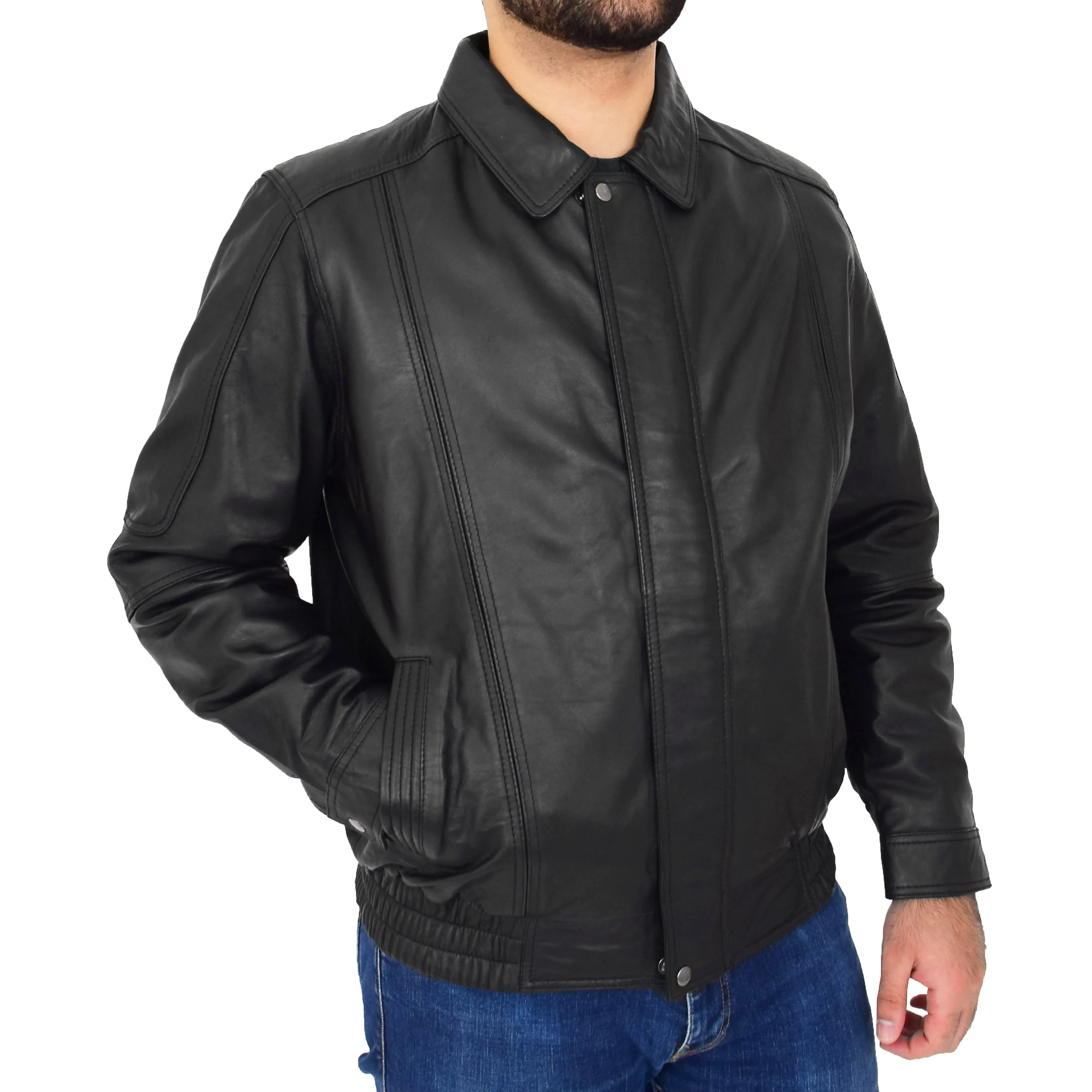 Gents Classic Blouson Leather Jacket Albert Black