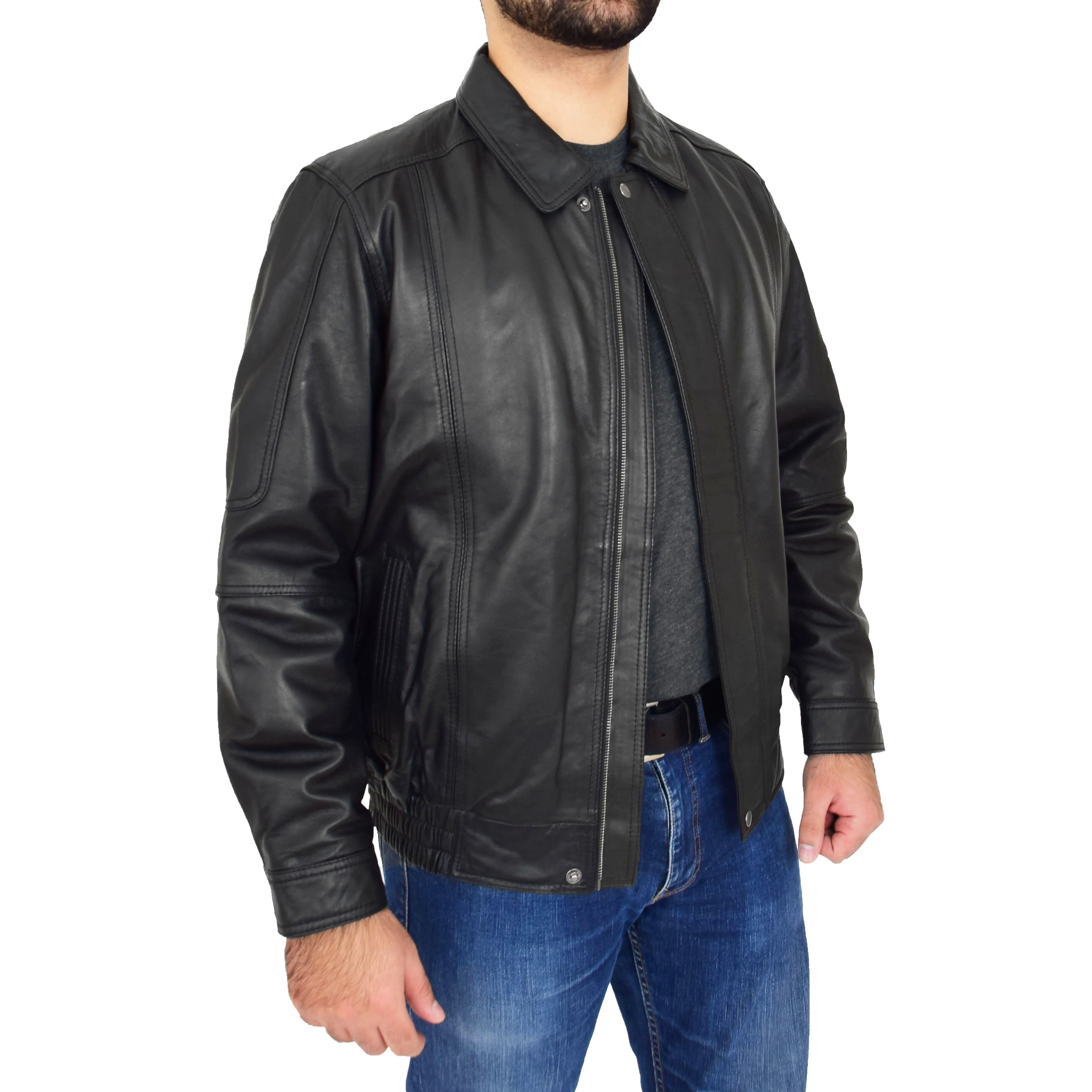 Gents Classic Blouson Leather Jacket Albert Black