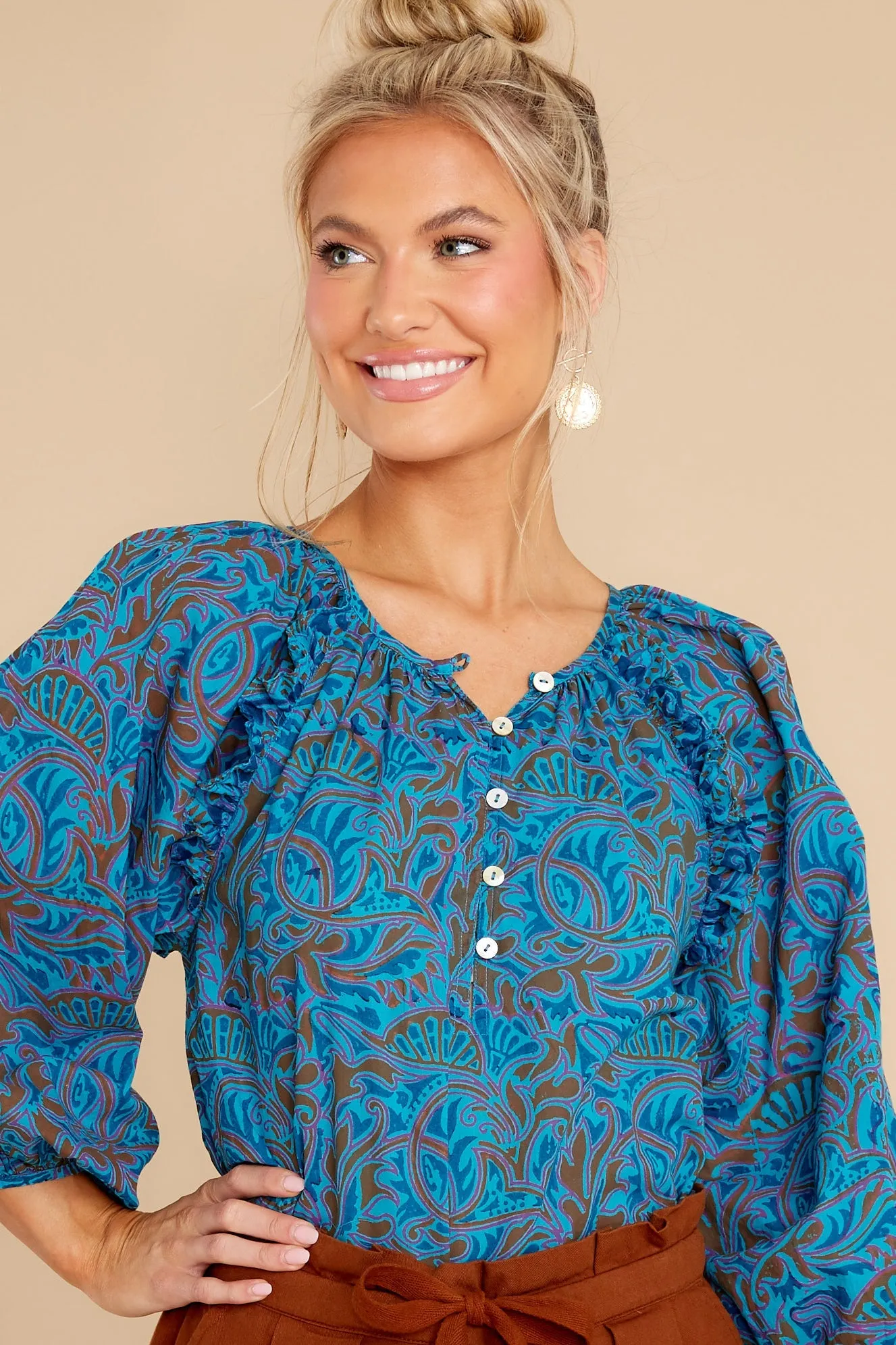 Jayda Zuri Block Print Blouse