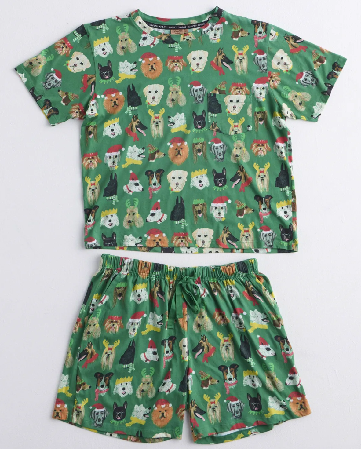 Kip & Co Santa's Little Helper Men's Organic Cotton Shorts & Tee Pyjama Set