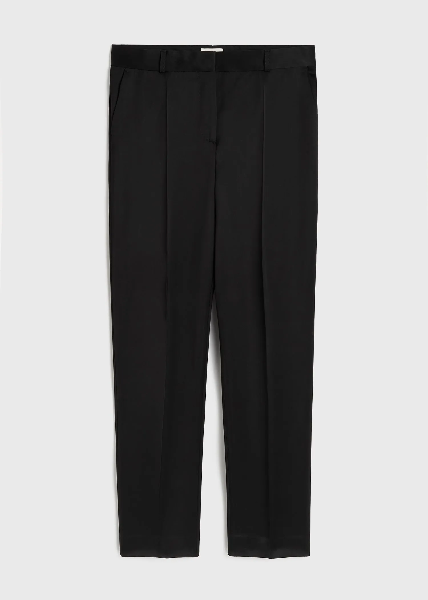 Low-waist satin trousers black