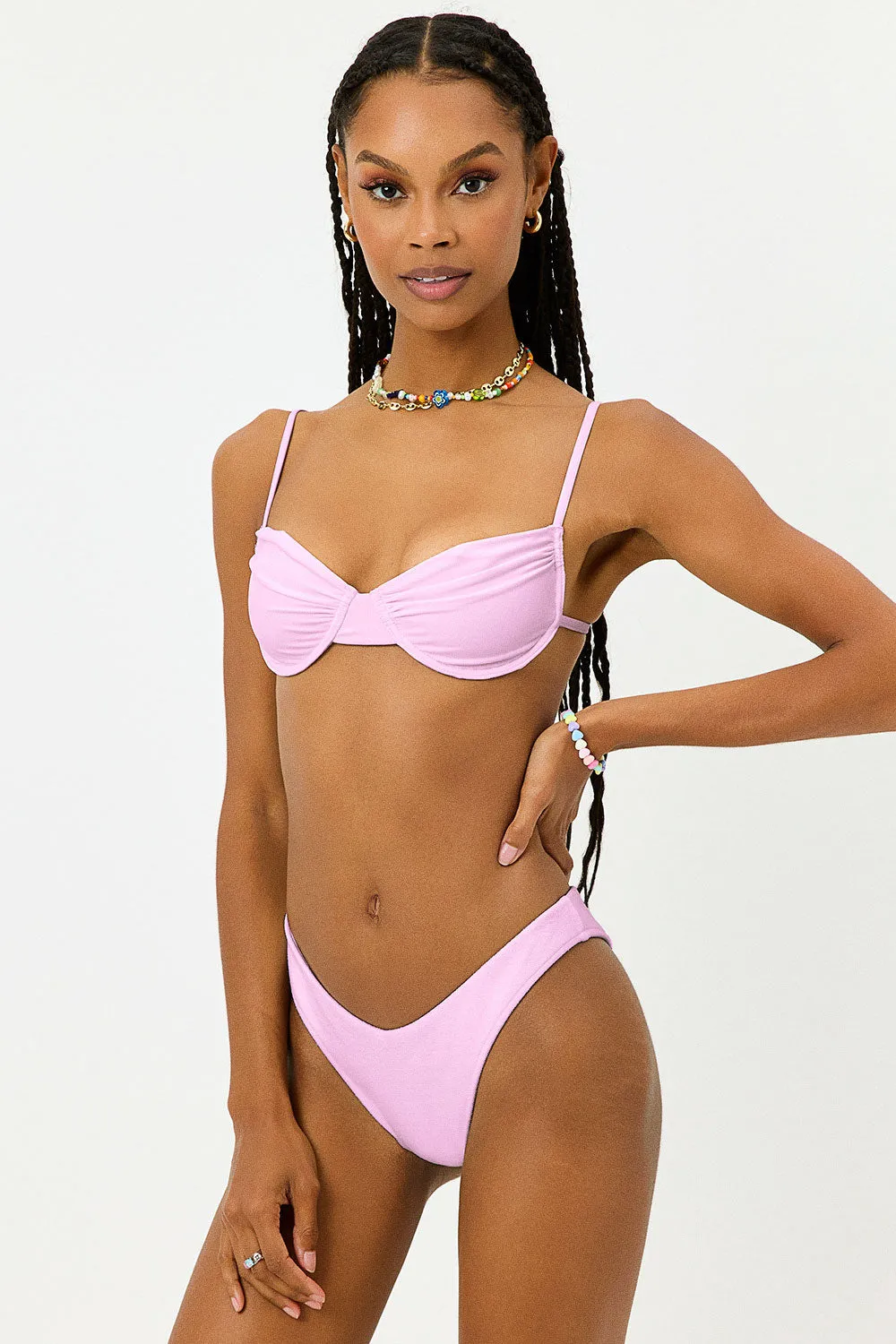 Maggie Shine Underwire Bikini Top - Azalea Pink