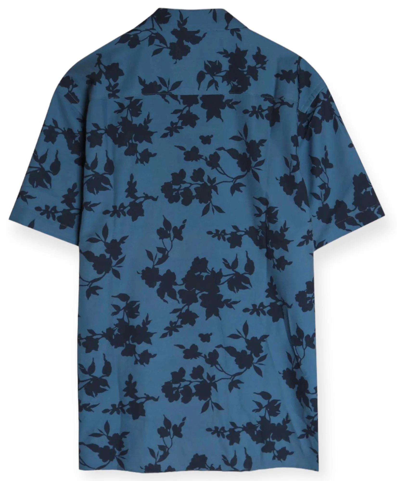 Midnight Blue Floral Silhouette Camp Shirt