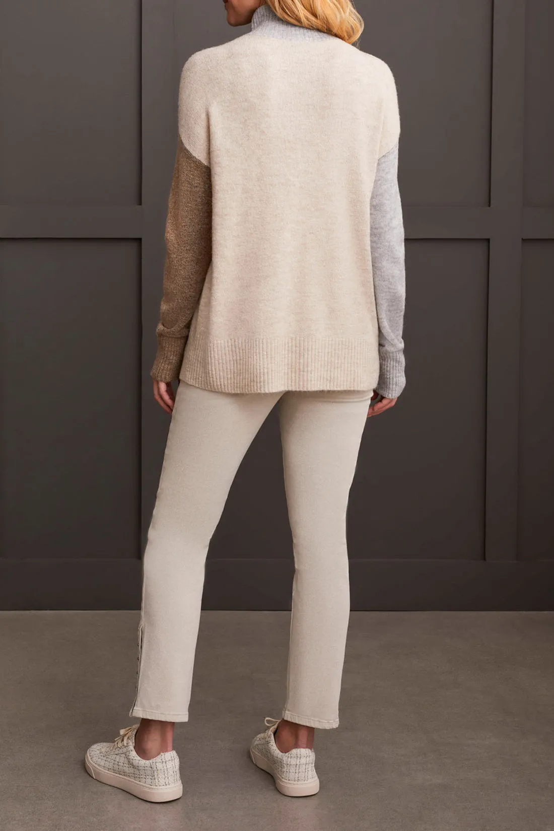 Mock Neck Colour Block Sweater