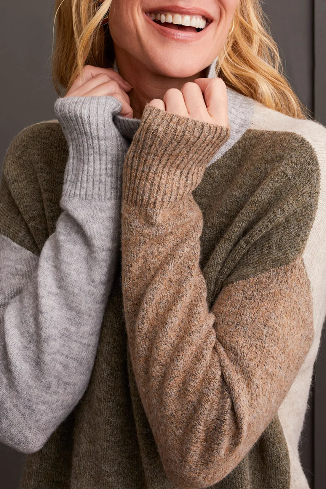 Mock Neck Colour Block Sweater