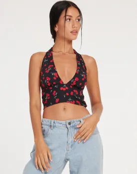 Nanda Crop Top in Cherries Black