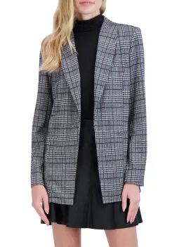 Ookie & Lala Shawl Collar, Plaid Knit Unlined Blazer