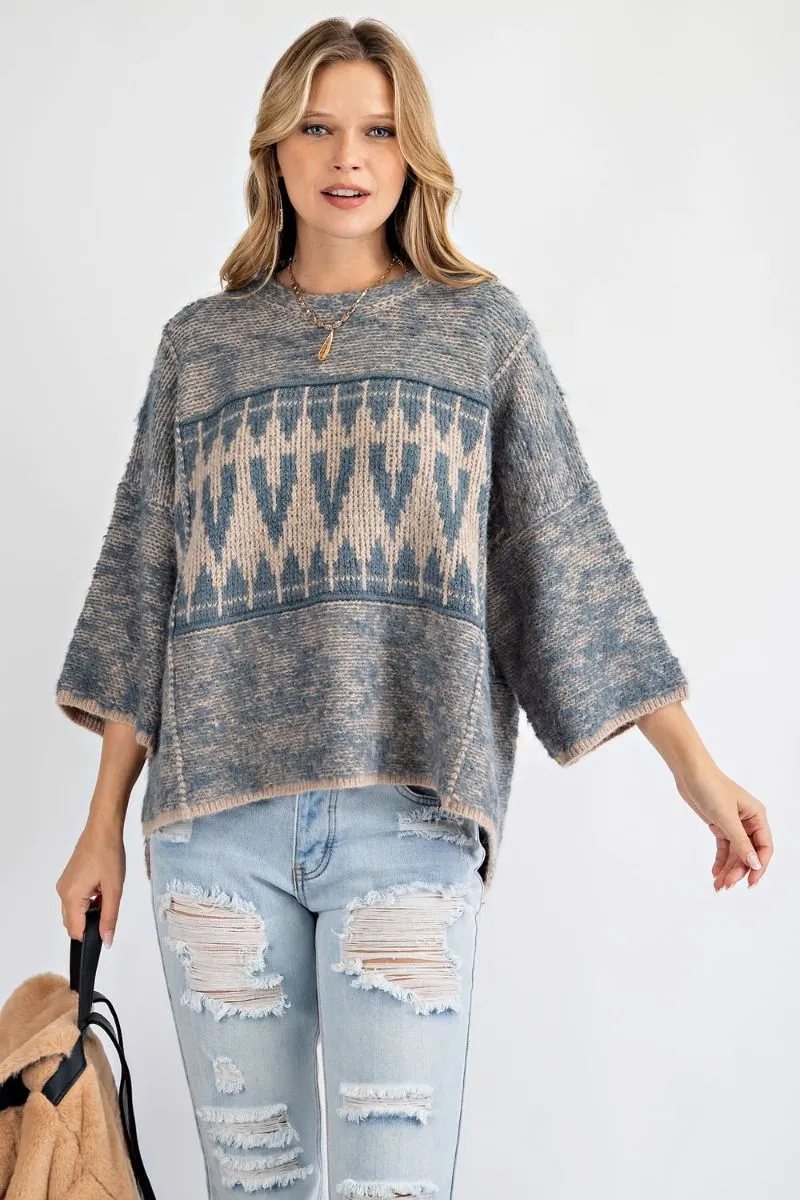 Oversized tribal patterned sweater