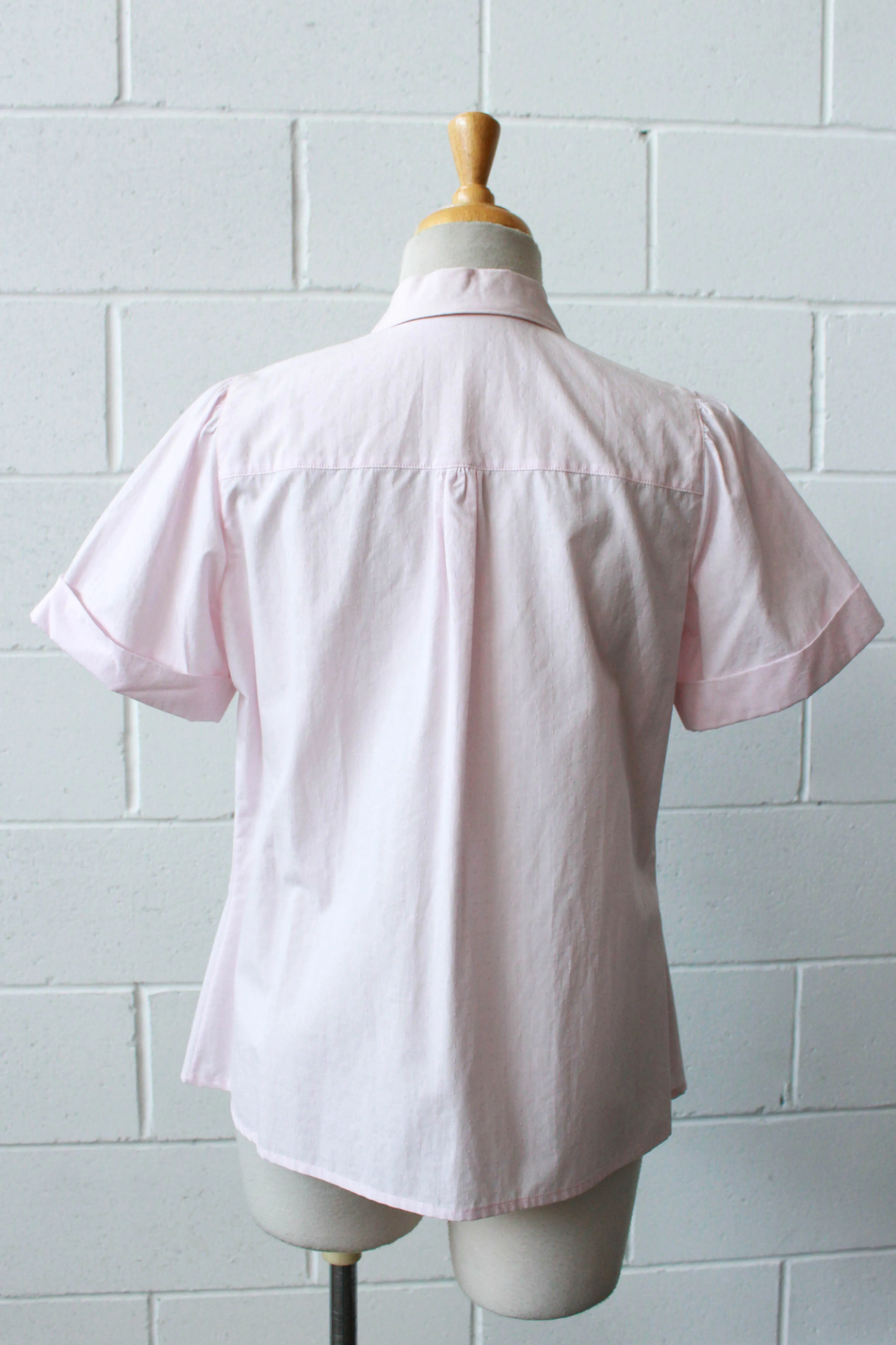 Pale Pink Puff Sleeve Shirt, Small