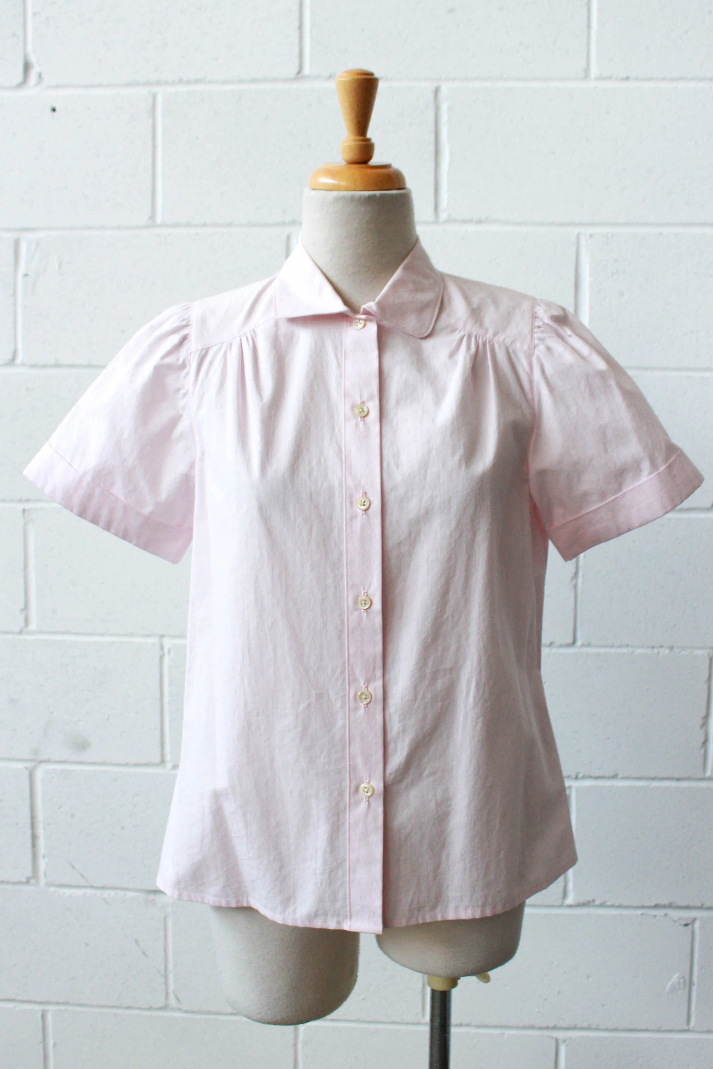 Pale Pink Puff Sleeve Shirt, Small