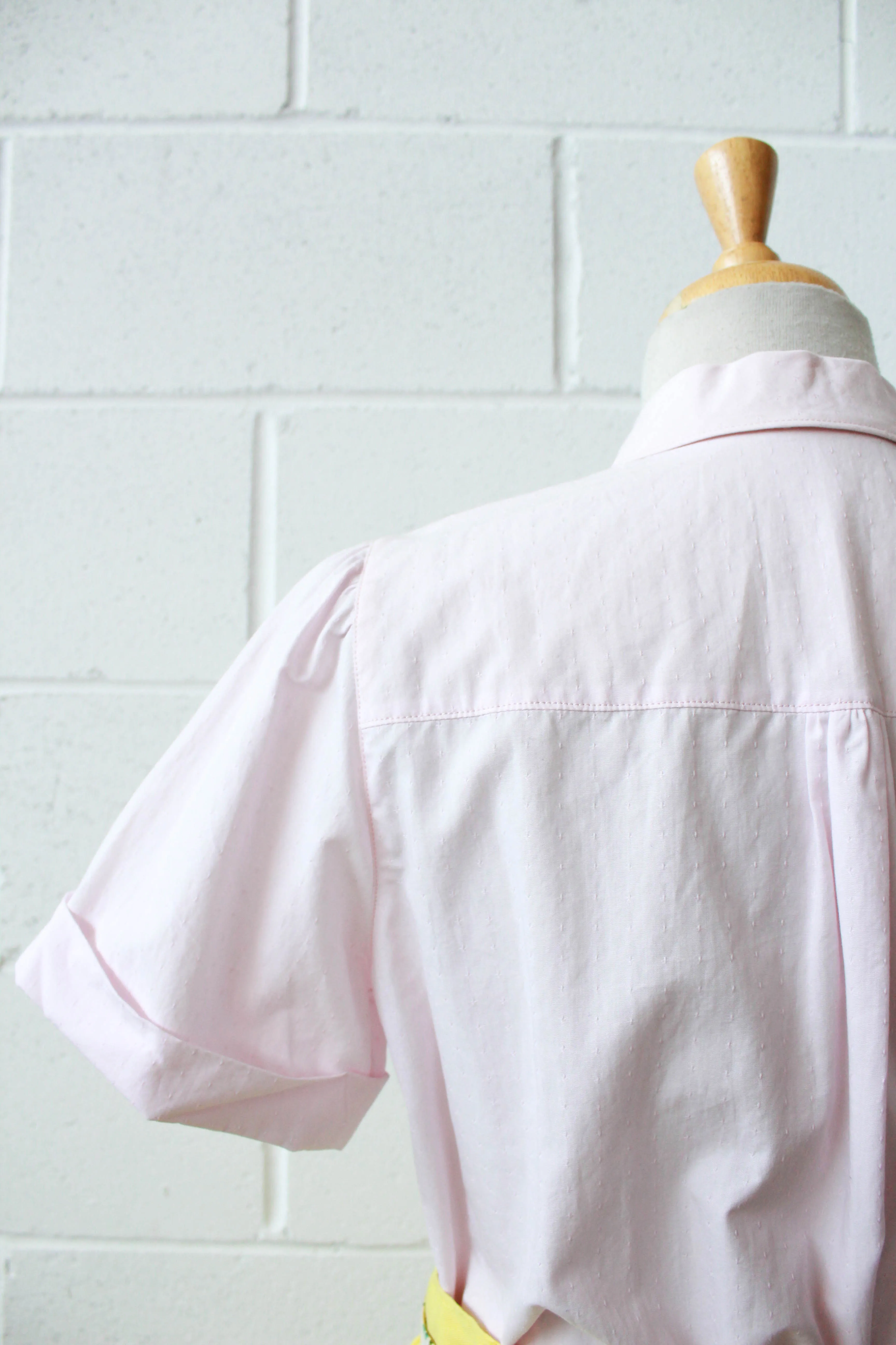 Pale Pink Puff Sleeve Shirt, Small