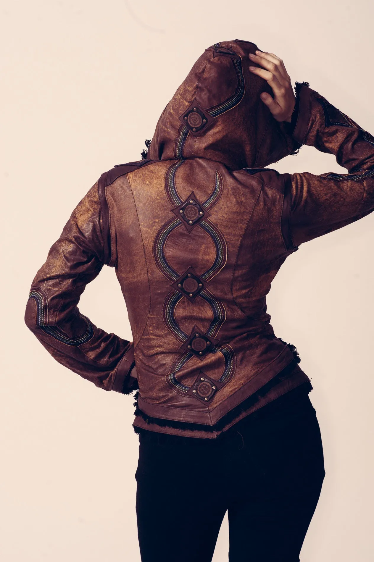 Rainbow Serpent Womens Cut Leather Jacket