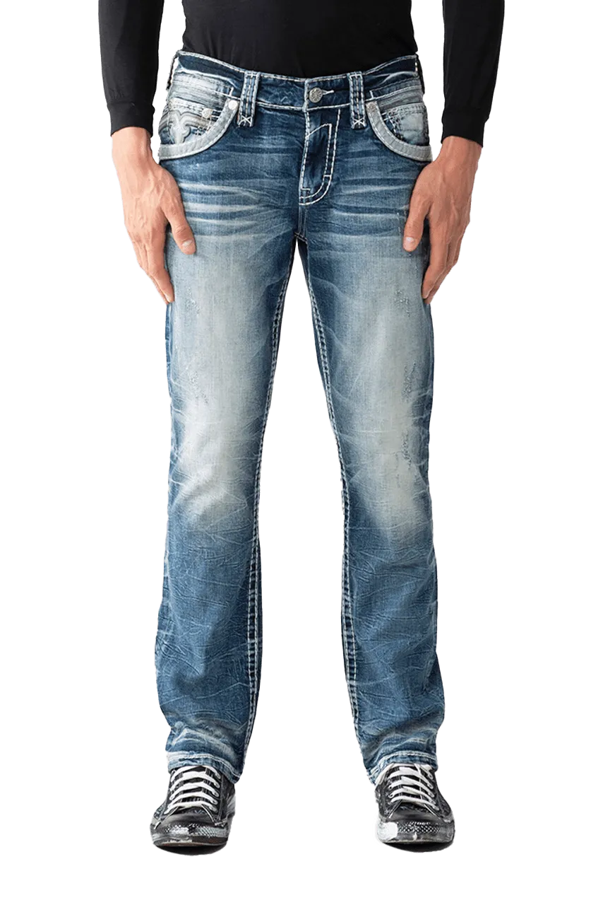 Rock Revival Men's Seagrass J200 Straight 34 Denim Jeans