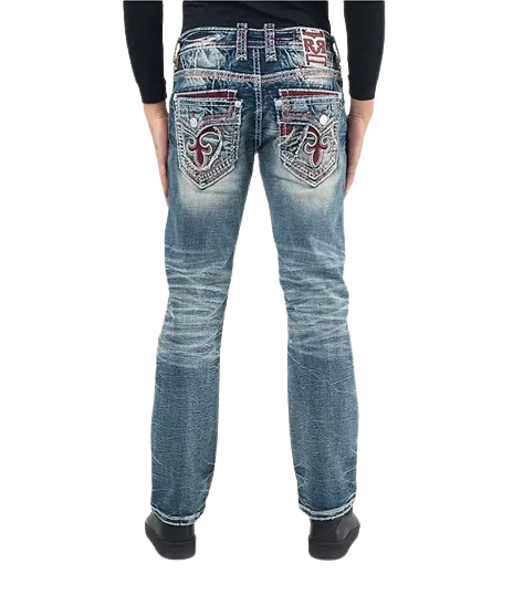 Rock Revival Men's Waterfall Straight Fit Denim Jeans