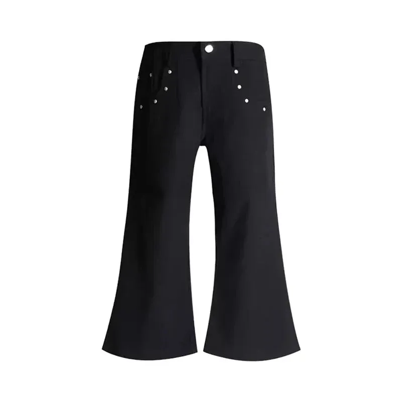 Solid Halloween Flare Rivets Pants