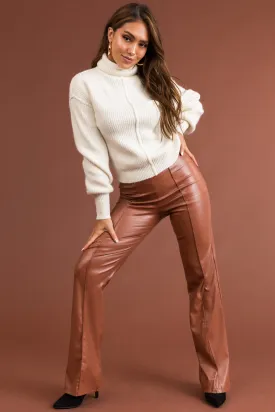 Spice High Waist Flared Faux Leather Pants