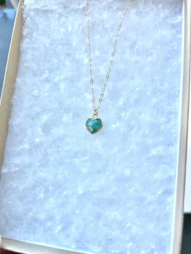 Tiny Sea Foam Heart Necklace