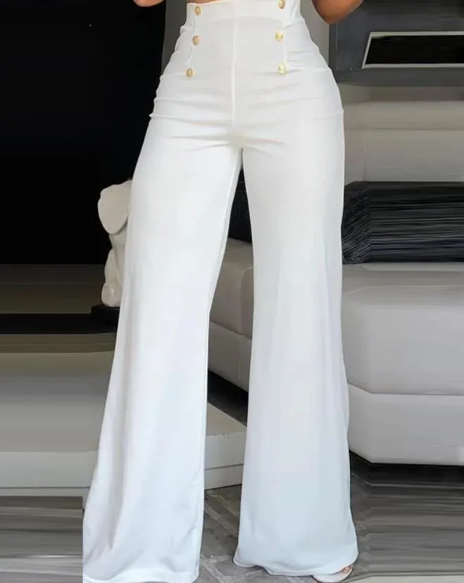 Trendy High Waist Wide Leg Bootcut Pants