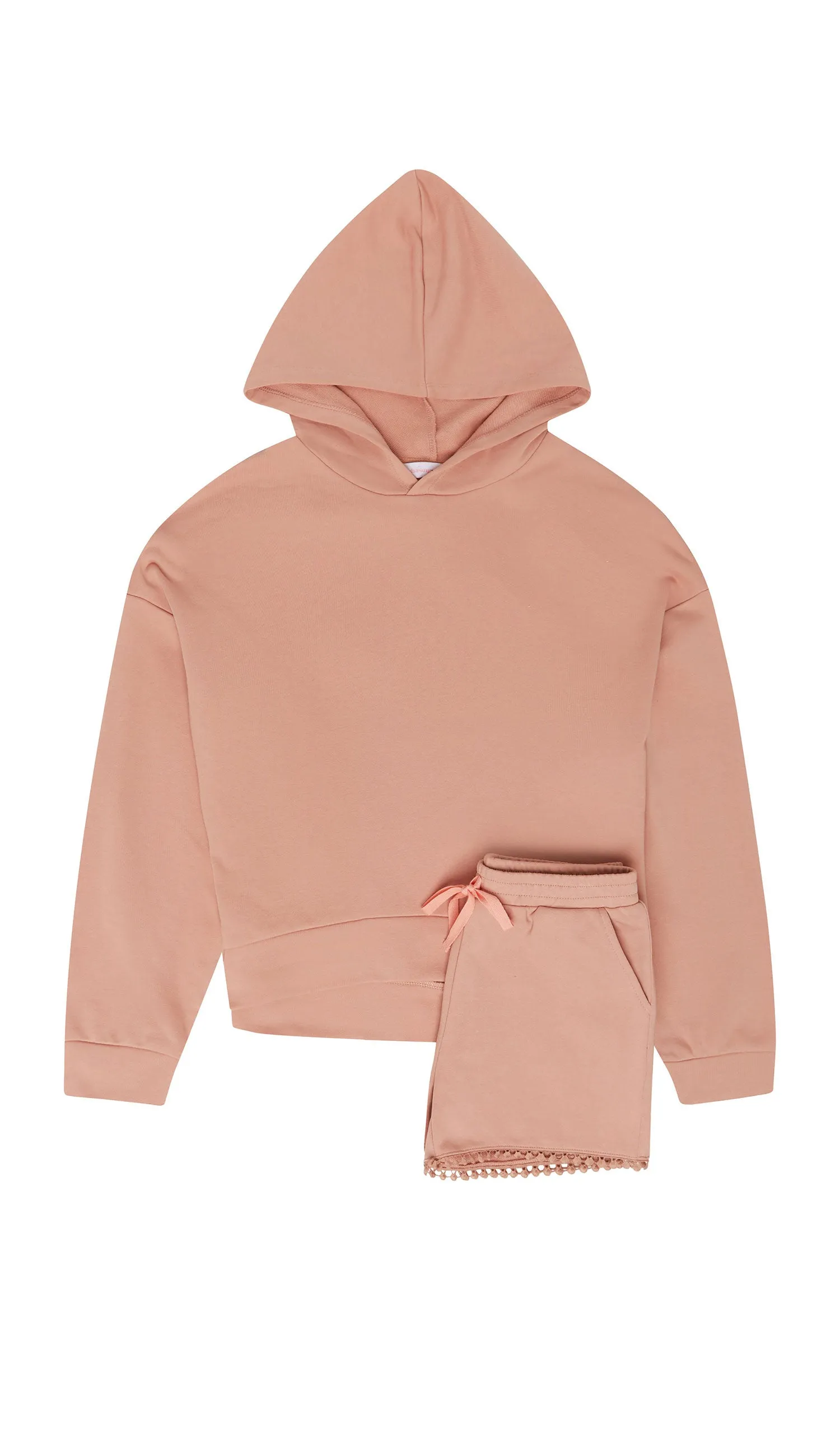 VENICE BEACH HOODIE AND SHORTS IN BLUSH PINK